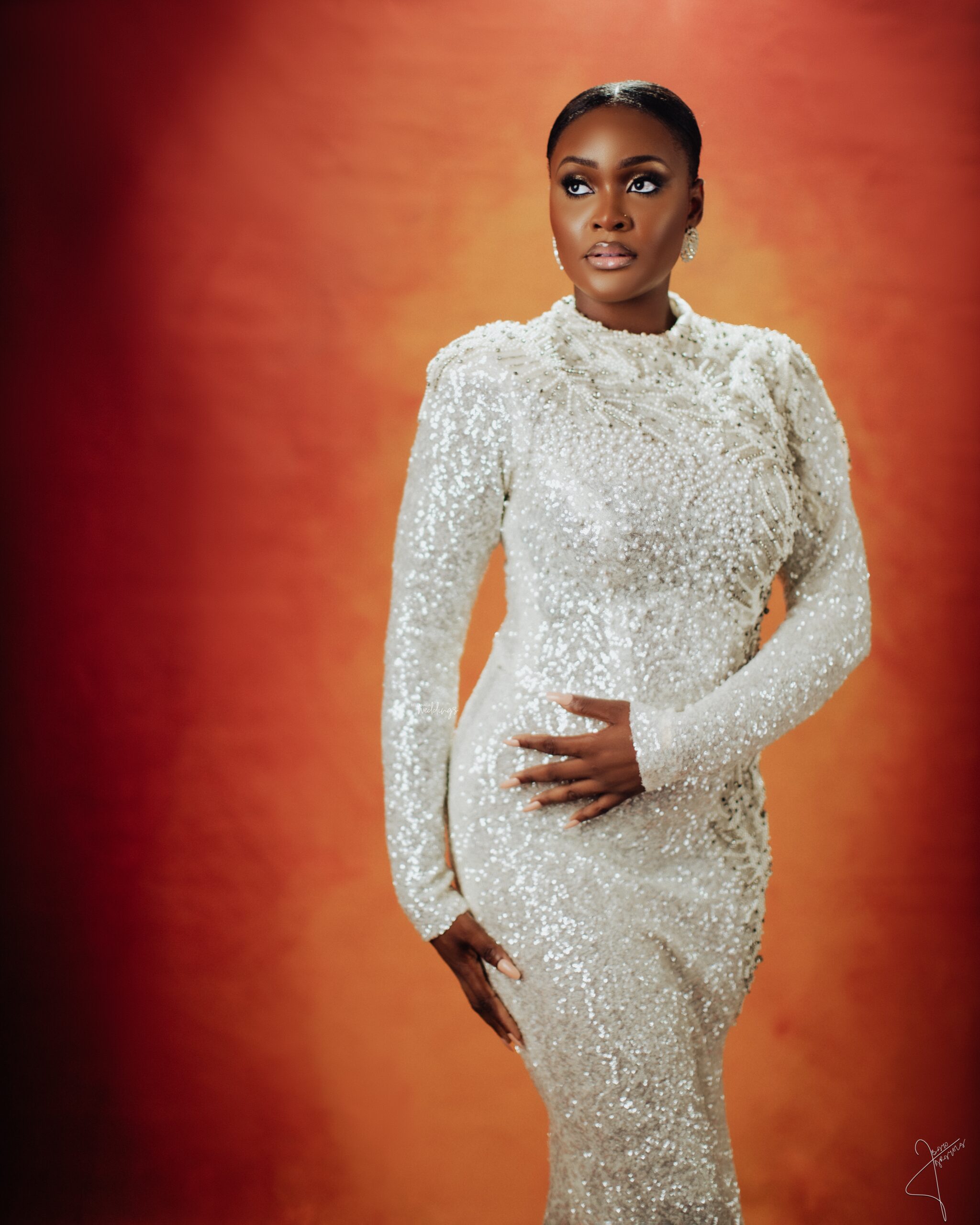 Bridal beauty portrait featuring a veil and detailed lace styling